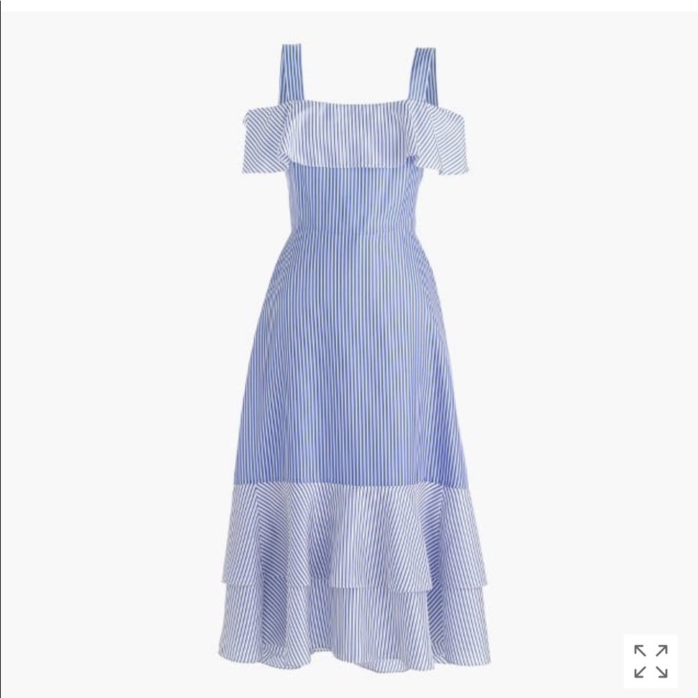 Striped Cold Shoulder Silk Dress